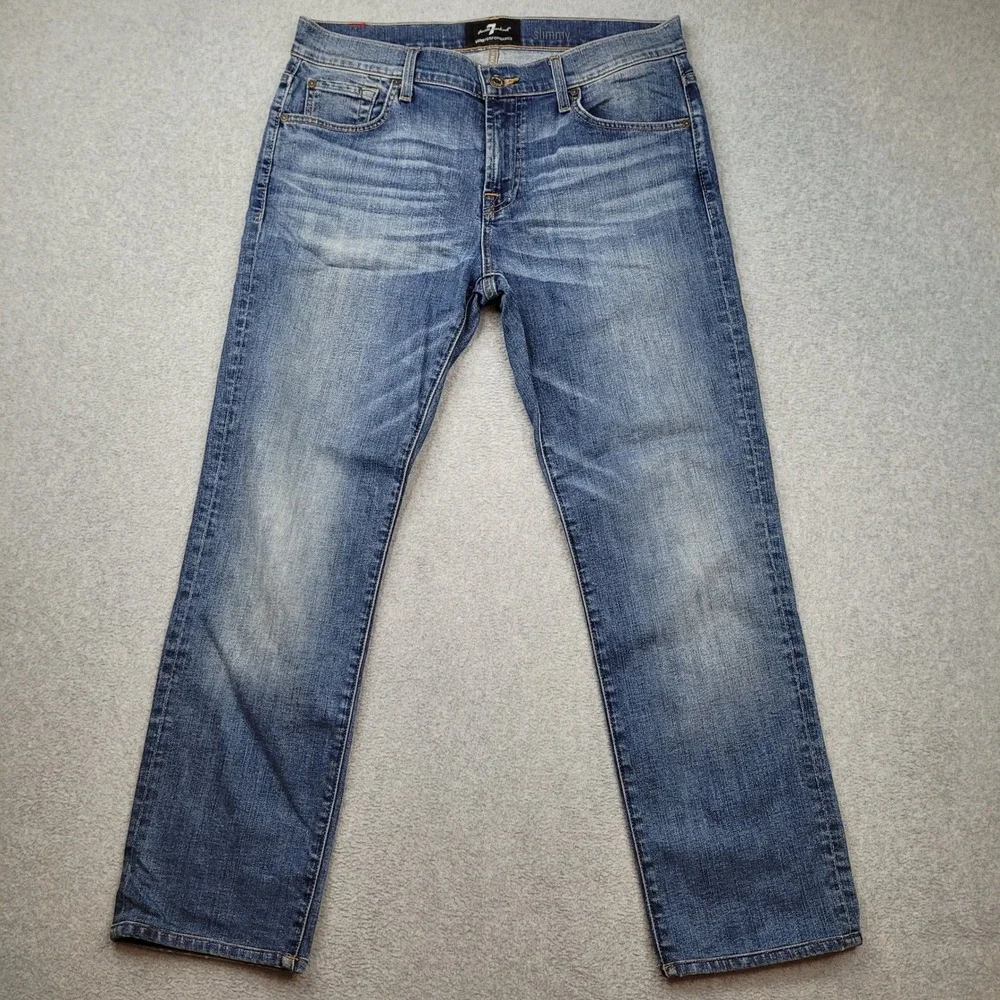 7 For All Mankind Slimmy Jeans Mens 33x28 Blue Luxe Performance Slim Fit